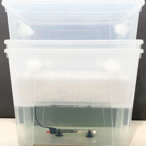 The CyLab as supplied: two clear nesting tubs with filter plugs and a heater unit